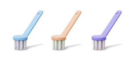 Round brush. Cleaning tool. Set of templates in different colors vector