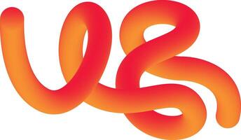 Vibrant 3D Gradient Shape with Abstract Red Fluid Swirl and Dynamic Neon Stroke Effect vector