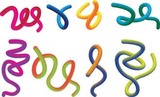 Bright 3D Gradient Shapes with Rainbow Swirls and Dynamic Organic Neon Fluid Lines vector