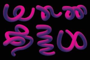 Futuristic 3D Gradient Abstract Shapes with Vibrant Purple Swirls and Fluid Dynamic Strokes vector