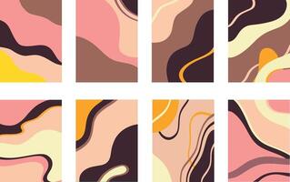 Collection of multicolored abstract paintings against white background vector