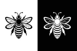 Bee black icon silhouette illustration. Honey bee icon white background. vector