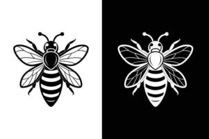Elegant Honey Bee Symbol. Minimalist Silhouette in Black and White vector