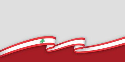 3d ribbon with national flag Lebanon isolated on white background vector