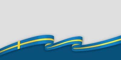 3d ribbon with national flag Sweden isolated on white background vector