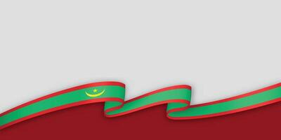 3d ribbon with national flag Mauritania isolated on white background vector