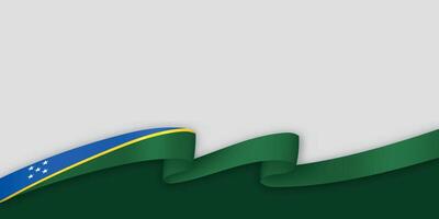 3d ribbon with national flag Solomon Islands isolated on white background vector