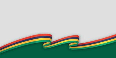 3d ribbon with national flag Mauritius isolated on white background vector