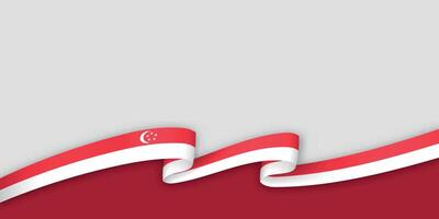 3d ribbon with national flag Singapore isolated on white background vector