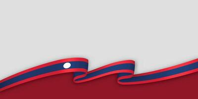 3d ribbon with national flag Laos isolated on white background vector