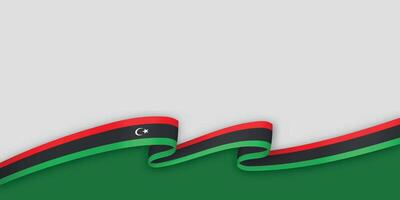 3d ribbon with national flag Libya isolated on white background vector