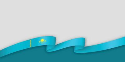 3d ribbon with national flag Kazakhstan isolated on white background vector