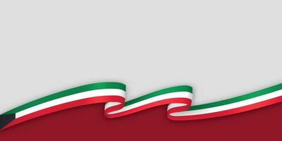 3d ribbon with national flag Kuwait isolated on white background vector