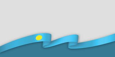 3d ribbon with national flag Palau isolated on white background vector