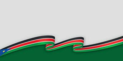 3d ribbon with national flag South Sudan isolated on white background vector