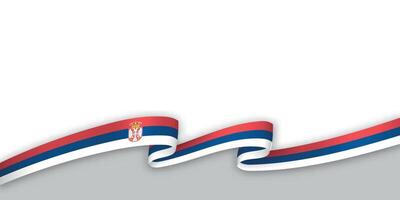3d ribbon with national flag Serbia isolated on white background vector