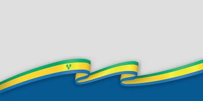 3d ribbon with national flag Saint Vincent and the Grenadines isolated on white background vector