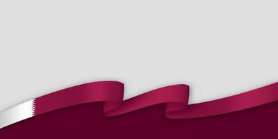 3d ribbon with national flag Qatar isolated on white background vector