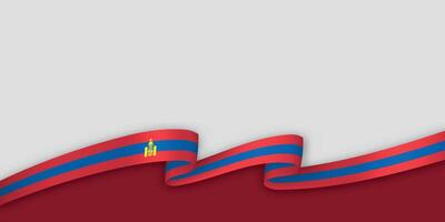 3d ribbon with national flag Mongolia isolated on white background vector