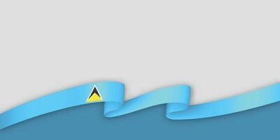 3d ribbon with national flag Saint Lucia isolated on white background vector