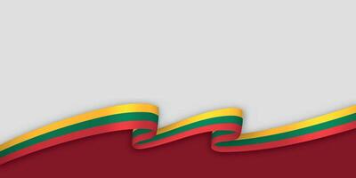 3d ribbon with national flag Lithuania isolated on white background vector