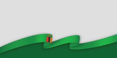 3d ribbon with national flag Zambia isolated on white background vector