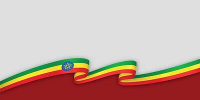 3d ribbon with national flag Ethiopia isolated on white background vector