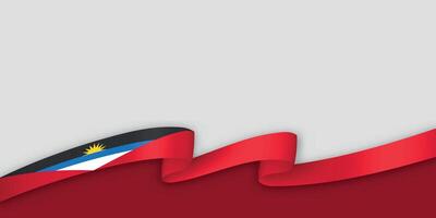 3d ribbon with national flag Antigua and Barbuda isolated on white background vector