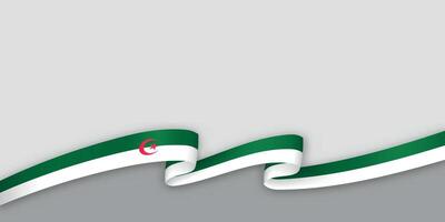 3d ribbon with national flag Algeria isolated on white background vector