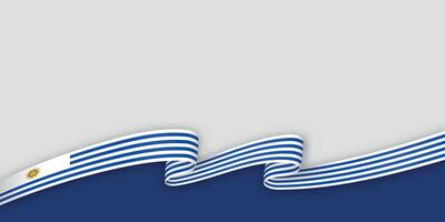 3d ribbon with national flag Uruguay isolated on white background vector