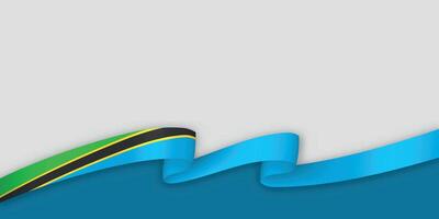 3d ribbon with national flag Tanzania isolated on white background vector