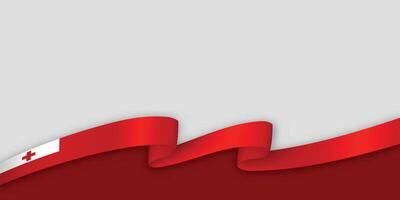 3d ribbon with national flag Tonga isolated on white background vector