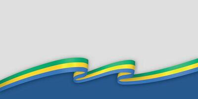 3d ribbon with national flag Gabon isolated on white background vector