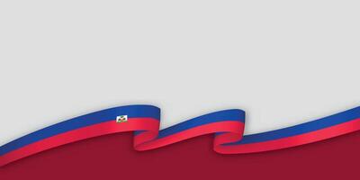 3d ribbon with national flag Haiti isolated on white background vector
