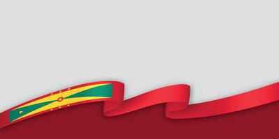 3d ribbon with national flag Grenada isolated on white background vector