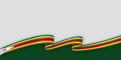 3d ribbon with national flag Zimbabwe isolated on white background vector