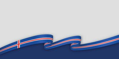 3d ribbon with national flag Iceland isolated on white background vector