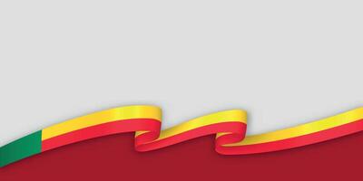 3d ribbon with national flag Benin isolated on white background vector