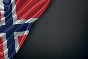 Waving Norway Flag on Dark Background vector