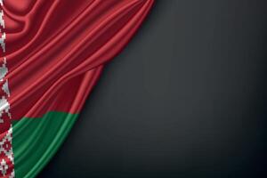 Waving Belarus Flag on Dark Background vector