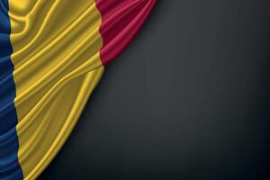 Waving Chad Flag on Dark Background vector