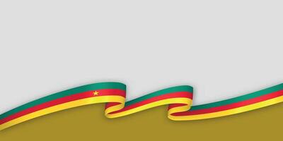 3d ribbon with national flag Cameroon isolated on white background vector