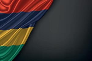 Waving Mauritius Flag on Dark Background vector