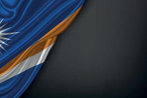 Waving Marshall Islands Flag on Dark Background vector