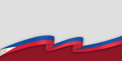 3d ribbon with national flag Philippines isolated on white background vector