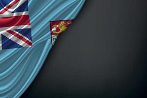 Waving Fiji Flag on Dark Background vector
