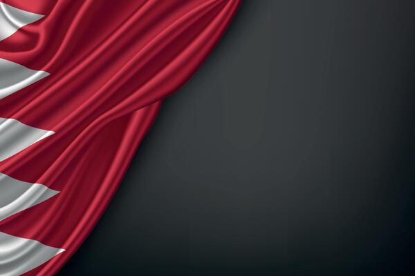 Waving Bahrain Flag on Dark Background