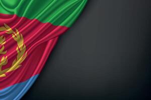 Waving Eritrea Flag on Dark Background vector