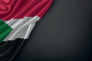 Waving Flag Sudan on Dark Background vector