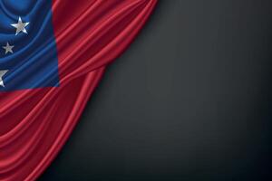 Waving Samoa Flag on Dark Background vector